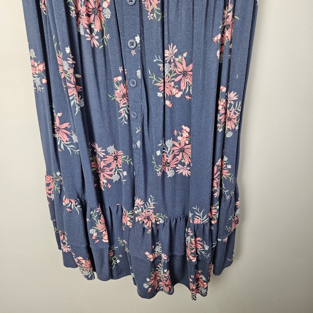 Torrid Blue Floral Tiered Ruffle Dress โ Size Large - Picture 4 of 8